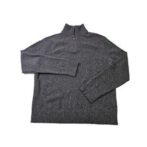 J.Crew Men's Medium Vintage Gray 100% Merino Wool 1/4 Zip Pullover Sweater‎ Top